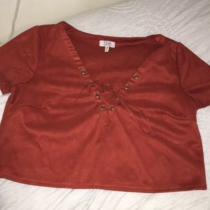 Suade lace up crop top